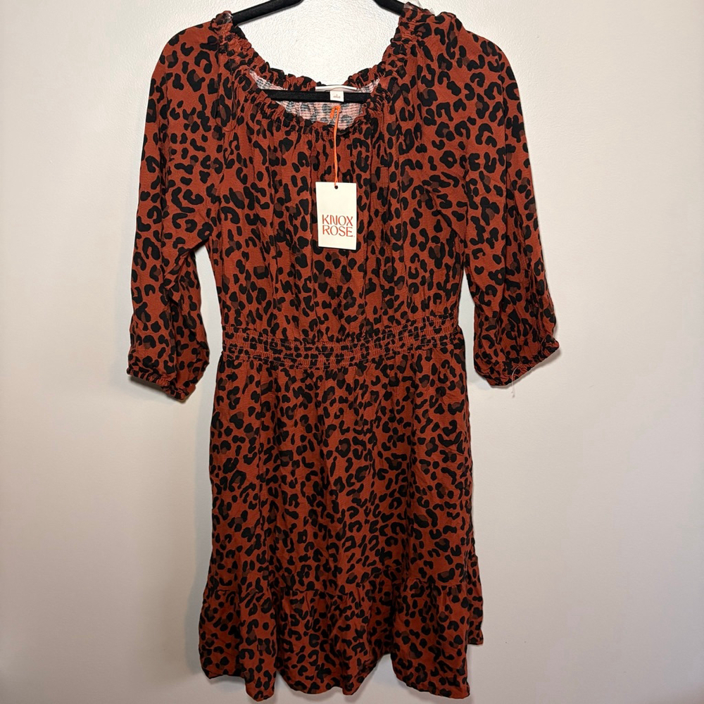 Women's Knox‎ Rose Rust Black Animal Print Mini Dress S